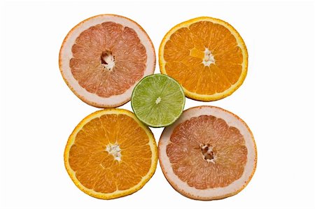 Miscellaneous citrus fruits sliced Stock Photo - Budget Royalty-Free & Subscription, Code: 400-04609091