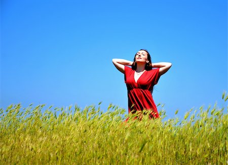 reana (artist) - beautiful young brunette is standing in the field of wheatears Photographie de stock - Aubaine LD & Abonnement, Code: 400-04609305