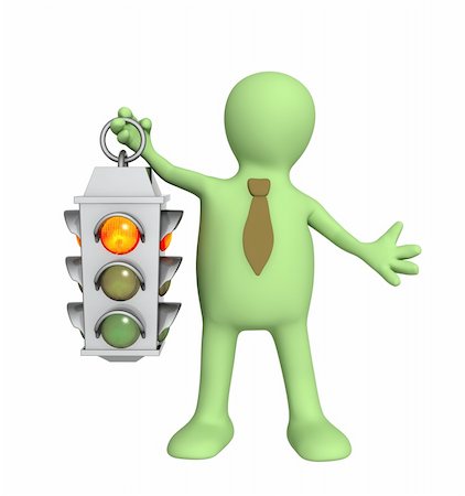 Puppet - businessman with traffic-light Stock Photo - Budget Royalty-Free & Subscription, Code: 400-04609385