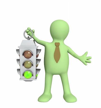 Puppet - businessman with traffic-light Stock Photo - Budget Royalty-Free & Subscription, Code: 400-04609386