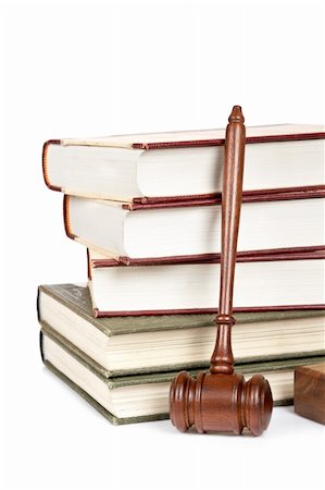 simsearch:693-06021013,k - Wooden gavel from the court and law books isolated on white background. Shallow depth of field Photographie de stock - Aubaine LD & Abonnement, Code: 400-04609508