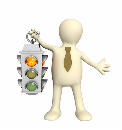 Puppet - businessman with traffic-light Stock Photo - Budget Royalty-Free & Subscription, Code: 400-04609525