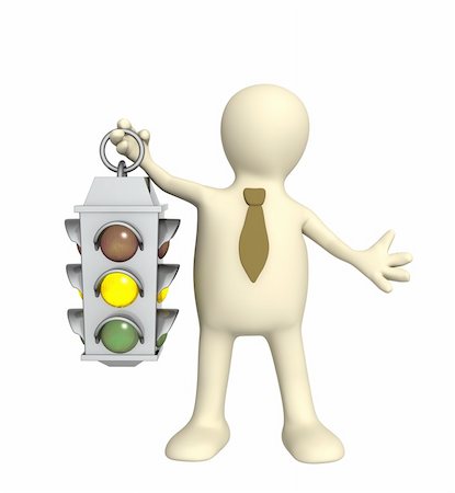 Puppet - businessman with traffic-light Stock Photo - Budget Royalty-Free & Subscription, Code: 400-04609526