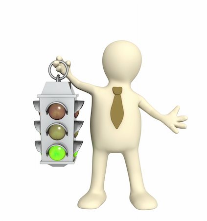 Puppet - businessman with traffic-light Stock Photo - Budget Royalty-Free & Subscription, Code: 400-04609527