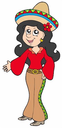 simsearch:400-04598569,k - Cute Mexican girl - vector illustration. Stock Photo - Budget Royalty-Free & Subscription, Code: 400-04600354