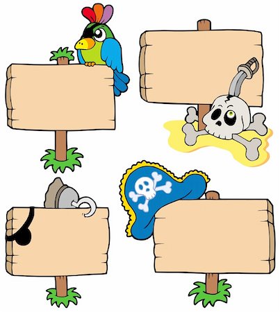 simsearch:400-04589554,k - Pirate wooden signs collection - vector illustration. Photographie de stock - Aubaine LD & Abonnement, Code: 400-04600357