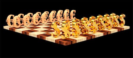 simsearch:400-04600380,k - 3D golden dollar symbols against wooden euro symbols on the chess board Stock Photo - Budget Royalty-Free & Subscription, Code: 400-04600377