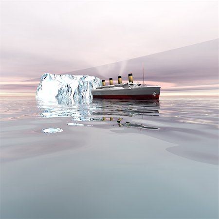 simsearch:400-06067620,k - The beautiful ocean liner near icebergs in the north Atlantic ocean. Stock Photo - Budget Royalty-Free & Subscription, Code: 400-04600469