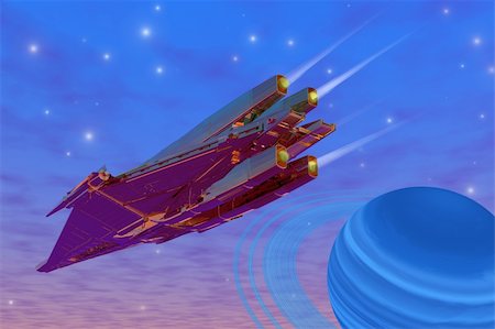 simsearch:400-04609450,k - A spacecraft flys near a gas giant planet. Stock Photo - Budget Royalty-Free & Subscription, Code: 400-04600482