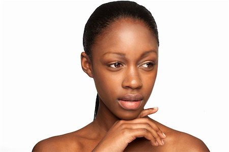 pedi - African woman with natural make-up headshoot Photographie de stock - Aubaine LD & Abonnement, Code: 400-04600558