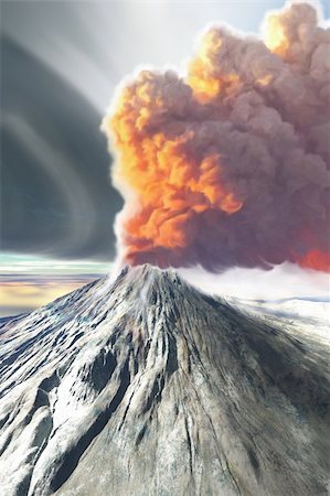A volcano comes to life with billowing smoke. Stock Photo - Budget Royalty-Free & Subscription, Code: 400-04600577