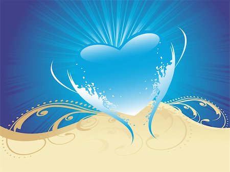 simsearch:400-04600780,k - blue rays background with artistic design and heart shape Stock Photo - Budget Royalty-Free & Subscription, Code: 400-04600770