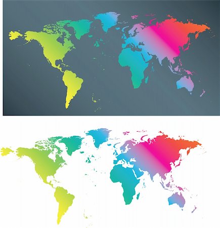 earth night asia - illustration of a flat multi coloured world map Stock Photo - Budget Royalty-Free & Subscription, Code: 400-04600883