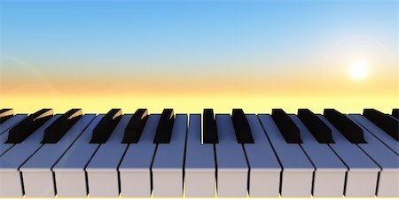 simsearch:400-05676575,k - piano keyboard and sunny sky - 3d illustration Photographie de stock - Aubaine LD & Abonnement, Code: 400-04600914