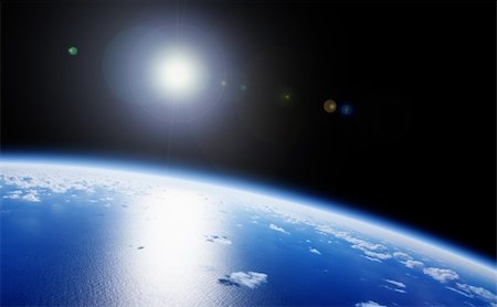 planet horizon - Planet Earth Space Global View and Sun in the Background Stock Photo - Budget Royalty-Free & Subscription, Code: 400-04600933