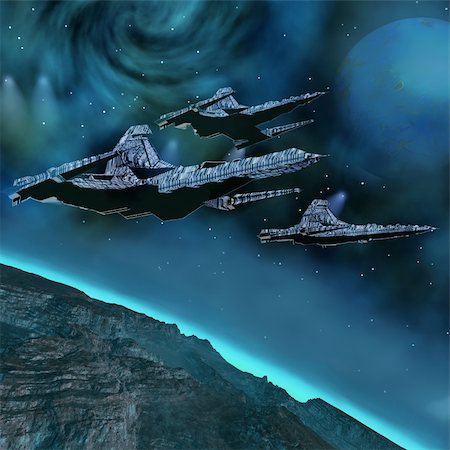 simsearch:400-04601123,k - Starships near an alien planet. Stock Photo - Budget Royalty-Free & Subscription, Code: 400-04601002