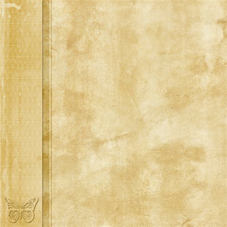 Natural aged paper with left side border and butterfly Stockbilder - Microstock & Abonnement, Bildnummer: 400-04601028