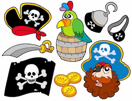 Pirate collection 8 on white background - vector illustration. Stock Photo - Budget Royalty-Free & Subscription, Code: 400-04601109