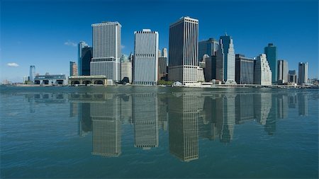 lower manhattan, artificial reflection created in hudson river, photo taken from a boat Stock Photo - Budget Royalty-Free & Subscription, Code: 400-04601118