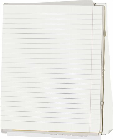 simsearch:400-05910182,k - Vector illustration of stack of old lined papers from note book. Clipping path included to easy remove object shadow or replace background. Foto de stock - Super Valor sin royalties y Suscripción, Código: 400-04601177