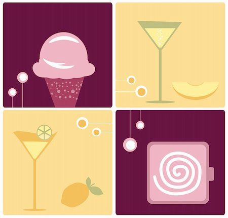 sweets desserts coffee cartoon - Wine and Delicious Dessert Vector Food Clip-Art Stock Photo - Budget Royalty-Free & Subscription, Code: 400-04601192