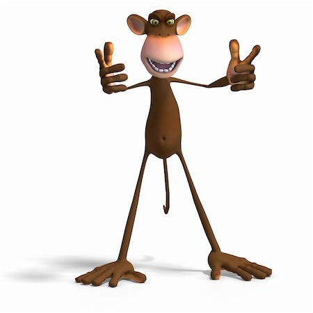 simsearch:400-05004177,k - Render of a funny Toon Monkey with Clipping Path Stock Photo - Budget Royalty-Free & Subscription, Code: 400-04601659