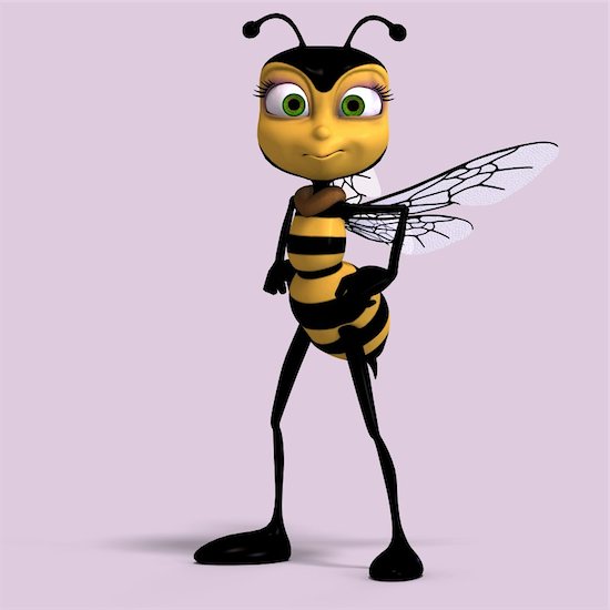 very sweet render of a honey bee in yellow and black with Clipping Path Stock Photo - Royalty-Free, Artist: 3DClipArtsDe, Image code: 400-04601779