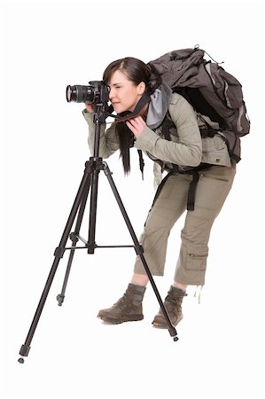 simsearch:400-04110220,k - attractive brunette woman ready to travel. over white background Stock Photo - Budget Royalty-Free & Subscription, Code: 400-04602134