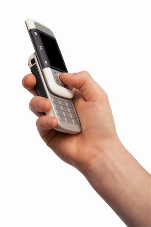 simsearch:400-04511025,k - Phone in a hand on a white background Stock Photo - Budget Royalty-Free & Subscription, Code: 400-04602647