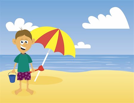 simsearch:700-06334354,k - Illustration of a boy at the beach. Foto de stock - Super Valor sin royalties y Suscripción, Código: 400-04602657