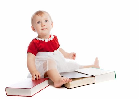 simsearch:400-05130009,k - Baby girl sitting with thick books Stock Photo - Budget Royalty-Free & Subscription, Code: 400-04602959