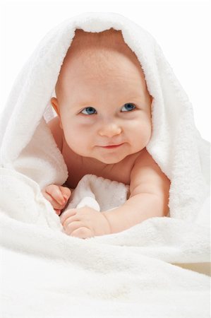 simsearch:400-04637418,k - Portrait of a baby under white towel Stock Photo - Budget Royalty-Free & Subscription, Code: 400-04602960