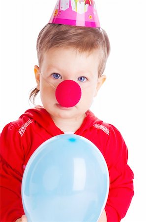 Baby with clown nose and party hat Stock Photo - Budget Royalty-Free & Subscription, Code: 400-04602997