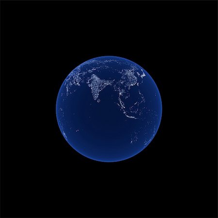 earth night asia - Detailed illustration of earth at night (Asia) Stock Photo - Budget Royalty-Free & Subscription, Code: 400-04603334