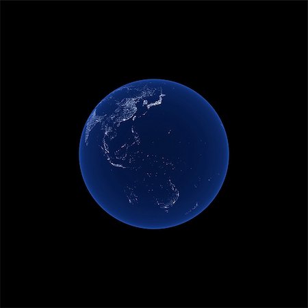 earth night asia - Detailed illustration of earth at night (Australia and Asia) Stock Photo - Budget Royalty-Free & Subscription, Code: 400-04603335