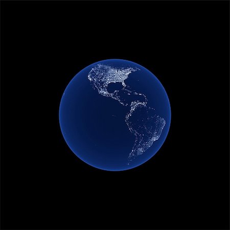 Detailed illustration of earth at night (South and North America) Stock Photo - Budget Royalty-Free & Subscription, Code: 400-04603330