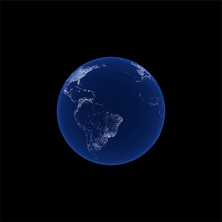 Detailed illustration of earth at night (South America) Foto de stock - Super Valor sin royalties y Suscripción, Código: 400-04603331
