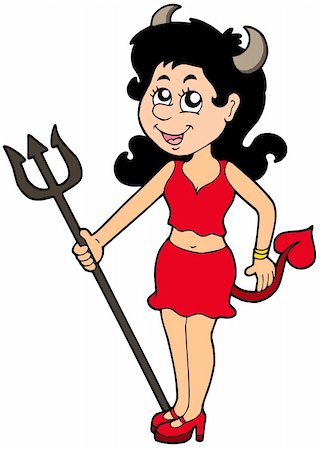 Cartoon devil girl - vector illustration. Foto de stock - Super Valor sin royalties y Suscripción, Código: 400-04603366