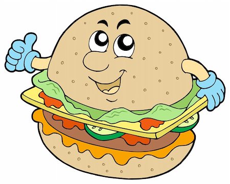 fast food cartoon - Cartoon hamburger on white background - vector illustration. Stock Photo - Budget Royalty-Free & Subscription, Code: 400-04603369