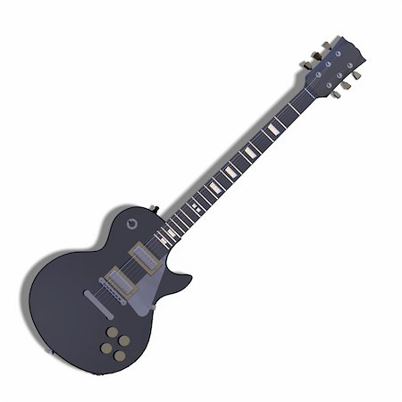 rock music clip art - image of electric guitar with shadow and Clipping Path Stock Photo - Budget Royalty-Free & Subscription, Code: 400-04603637