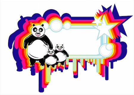 simsearch:400-04184146,k - Cartoon Style Panda Frame background with abstract design elements Foto de stock - Super Valor sin royalties y Suscripción, Código: 400-04603689