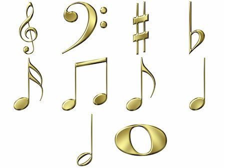 simsearch:400-07986632,k - 3d golden music notes isolated in white Stock Photo - Budget Royalty-Free & Subscription, Code: 400-04603721