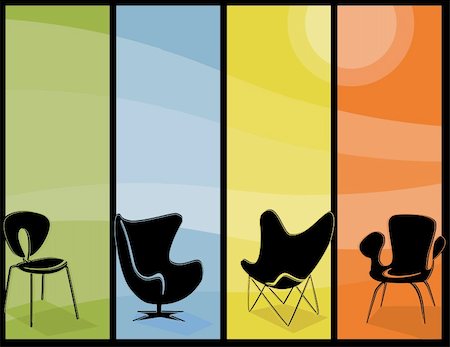 Retro stylized chair Icons with mid-century modern flair. Stock Photo - Budget Royalty-Free & Subscription, Code: 400-04603805