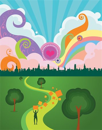 funky scenery background. created by Adobe Illustrator software. Stock Photo - Budget Royalty-Free & Subscription, Code: 400-04603801