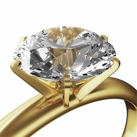 simsearch:400-04087593,k - 3d rendering of a gold diamond ring Stockbilder - Microstock & Abonnement, Bildnummer: 400-04614169