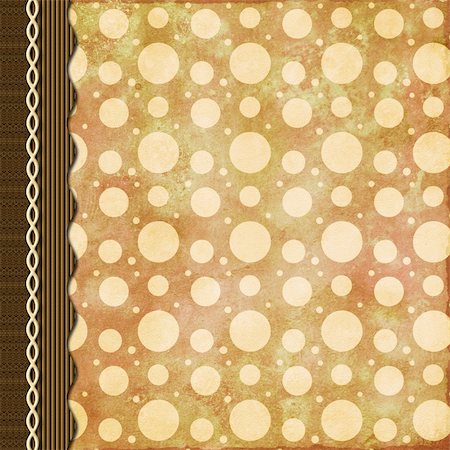 Retro dots scrapbook page composition in brown with braid Stockbilder - Microstock & Abonnement, Bildnummer: 400-04614924
