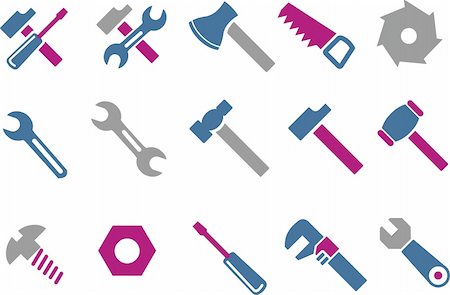 simsearch:400-04121750,k - Vector icons pack - Blue-Fuchsia Series, tool collection Stock Photo - Budget Royalty-Free & Subscription, Code: 400-04615246