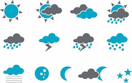 sun rain wind cloudy - Vector icons pack - Blue Series, weather collection Stock Photo - Budget Royalty-Free & Subscription, Code: 400-04615300