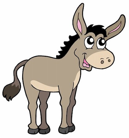 simsearch:400-04235699,k - Cute donkey on white background - vector illustration. Foto de stock - Royalty-Free Super Valor e Assinatura, Número: 400-04615315