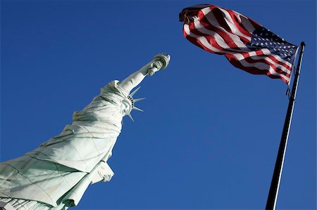 statue of liberty on the flag - statue of liberty against a clear blue sky united states of america Stock Photo - Budget Royalty-Free & Subscription, Code: 400-04615383